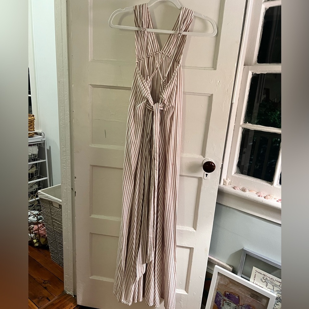 Anthropologie Bow Back Maxi Dress | Medium | Gold & Cream - Picture 6 of 9